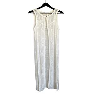 Ruff Hewn Cream Crochet Boho Lace Duster Size Small